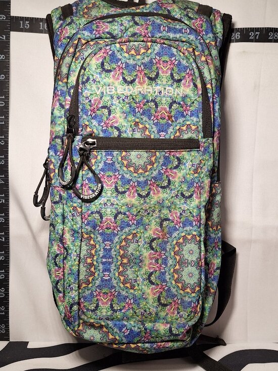 *SALE*Vibedration Hydration Backpack w/o bladder, Green Blue Pink Tapestry, Used
